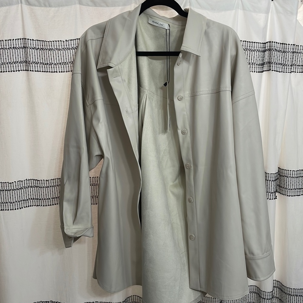 Cream  leather jacket vegan oversized